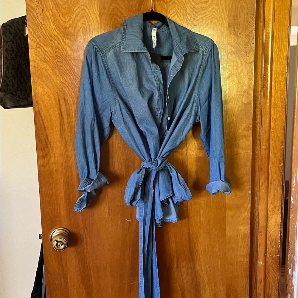 Torrid Chambray Button-Up with detachable belt as seen in photo